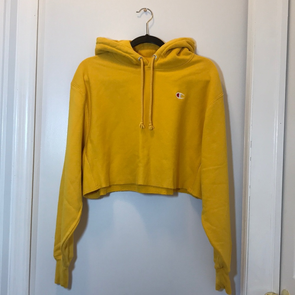 CHAMPION 💛YELLOW💛 CROP HOODIE SWEATSHIRT